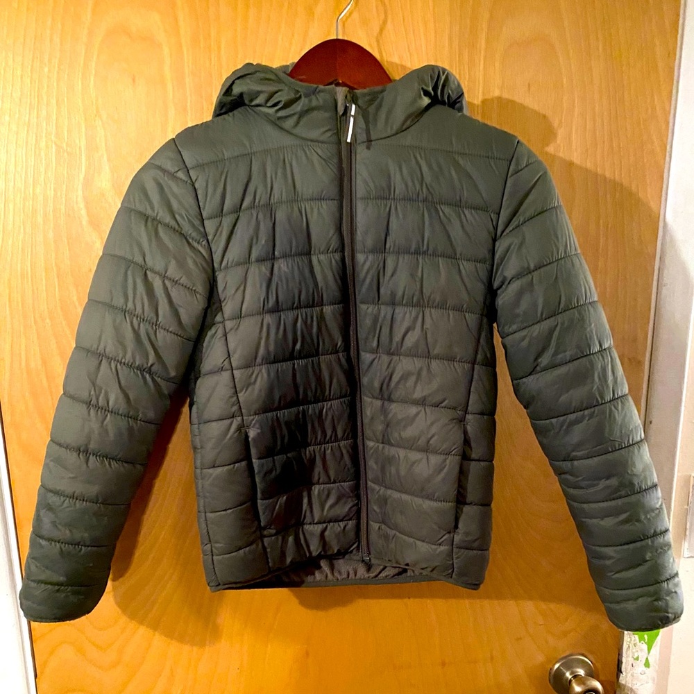 Olive green puffer jacket